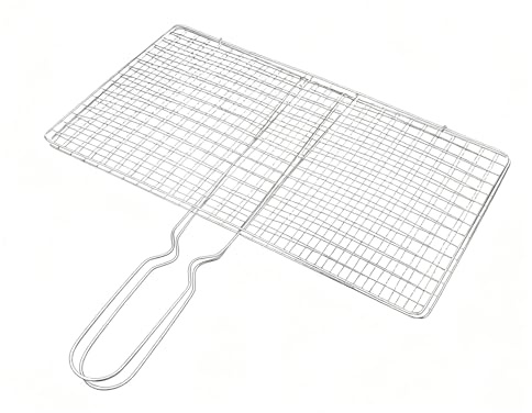 BommFu Cestello per Grigliare Pesce | Griglia in Acciaio Inossidabile per Gamberi | Griglia per Pesce per Cucinare Pollo Bistecca Gamberi Carne Verdure Cucina Esterna | per Esterno Campeggio Cucina