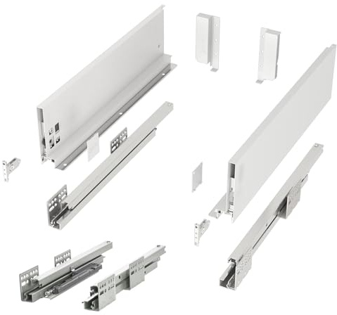 SOTECH Sistema de cajones JUNKER SLIM con Push to Open (blanco, altura 116 mm, profundidad 500 mm, cargable hasta 35 kg) cajón con marcos de cajón delgados de 13 mm