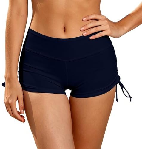 Bain Shorty Femme Bas de Maillot Natation Short Élastique Plage Shorts avec Cordon Réglable Taille Haute Bikini Maillots de Bain Tankini Bottoms Yoga Jogging Natation Plage Piscine
