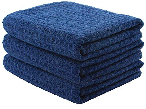 Aniease Lot de 3 chiffons de nettoyage en microfibre super absorbants à séchage rapide, Coton Polyester, bleu, 40CMx60CM