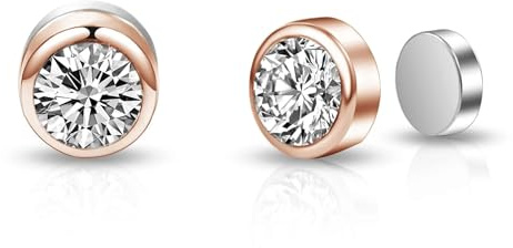 Philip Jones Rose Gold Plated 6mm Magnetic Clip On Earrings Created with Zircondia® Crystals