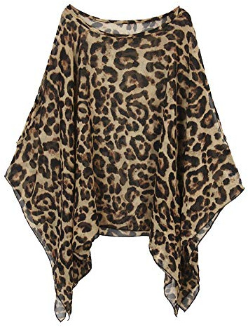 Max Hsuan Womens Ladies Baggy Oversize Plus Size Batwing Tunic Top Blouse Floral Chiffon Kaftan Leopard