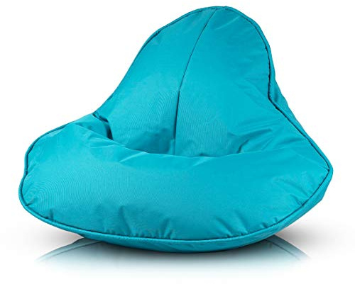 Ecopuf Frog - sittsäck med päron, fluffig fåtölj med stoppning - för hem och utomhus, för barn och vuxna, hållbar polyester, slitstark, 120 x 80 cm, himmelsblå Nc7