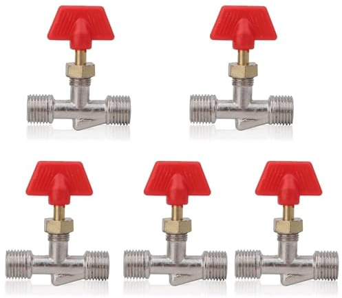 Valve à Aiguille 1/4in, 5 Pièces Vanne à Pointeau De Compresseur D'air Rechange Structure De Robinet Tournant Sphérique Flotteur En Laiton Pour Compresseur D'air Connexion Rapide Soupapes à Aiguille