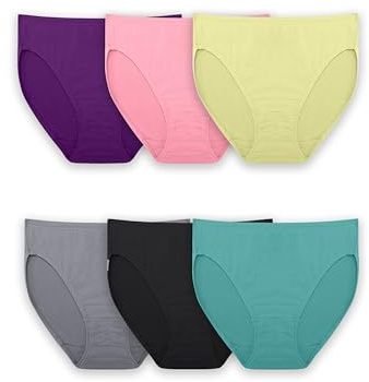 Fruit of the Loom Women's Breathable Panties (Regular & Plus Size), Hi Cut - Micro Mesh - 6 Pack, 8
