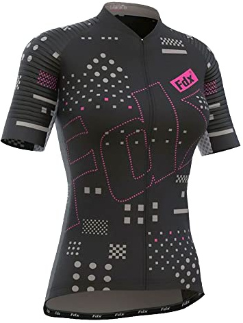FDX All Day Women's Cycling Jersey Breathable Short Sleeve Top Black, M