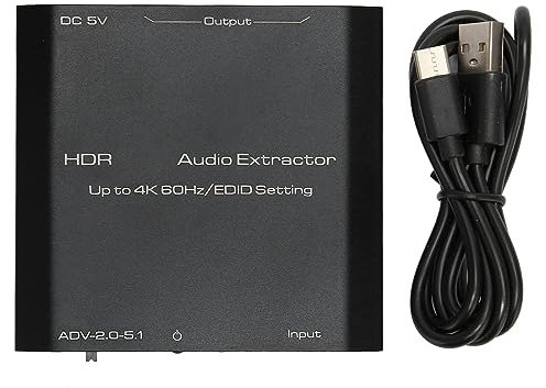 Splitter Estrattore Audio HDMI 4K, Convertitore Audio HDMI HDR 1080P + SPDIF Ottico + Supporto Uscita Audio 3,5 Mm Impostazione 4K 60Hz/EDID, HDCP Digital DTS 5.1 PCM