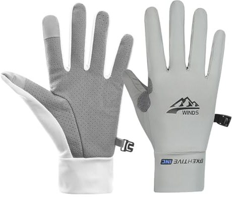 SUJAYU Guantes de protección UV de dedo completo, para mujeres y hombres, delgados, para pesca, senderismo, ciclismo, conducción, gimnasio (gris, L)