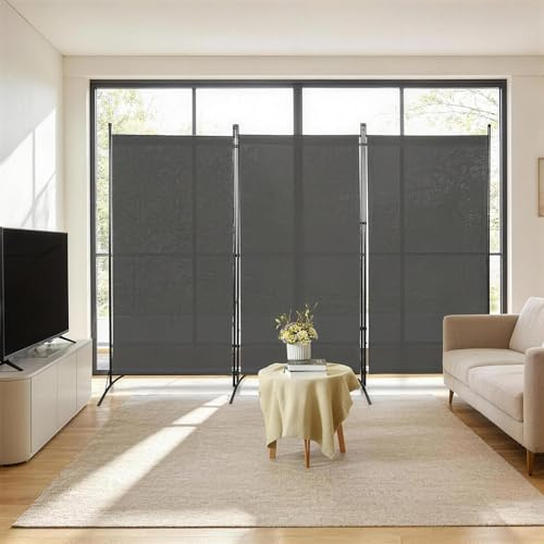 Vkechh Paravent Avdelare för 3 delar, 260 x 180 cm, hopfällbar, fristående, avdelare för privatliv, av stål och polyester (antracit)