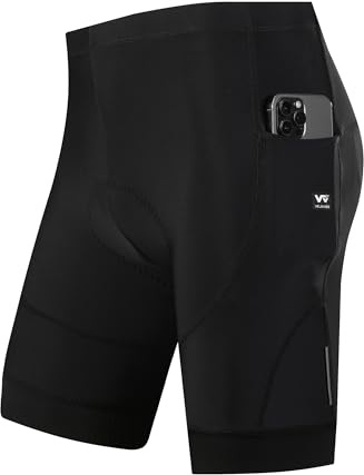 VeloVibe Cykelbyxor herr cykelbyxor herr vadderade snabbtorkande cykelbyxor herr korta stöttåliga cykelbyxor herr vadderade cykelbyxor med mobiltelefonfickor, svart, L