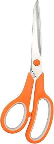 Orange 8 Student Scissors, Multifunctional Scissors, Professional Stainless Steel Comfort Grip, Handmade Projects Suitable for Students, Comfort Right/Left Handed Cutting and Measuring Devices