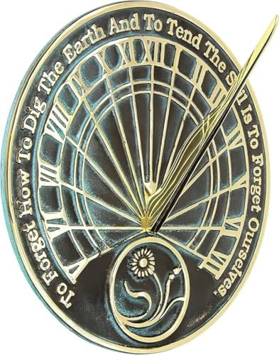 ANTIQUEMEDIEVAL Gardeners Reflection - Meridiana in ottone con riflessi verderamesi, diametro 25,4 cm