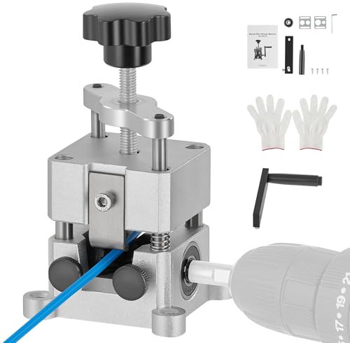 CREWORKS Wire Stripper Machine, 0.06-1 Manual Wire Stripping Machine, Drill Compatible Copper Wire Stripping Tool for Scrap Wire with 2 Feed Hole Plates, Wire Stripper Power Tool for Cable Recycling