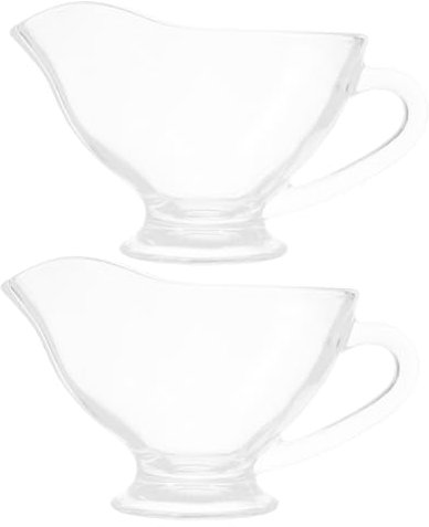OFFSCH 2pièces Saucière Verre Transparente Avec Poignée Lot De Mini-pichets à Sauce Pour Café Lait Crème Et Sauces