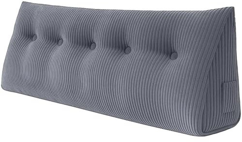 chilly pilley® Stützkissen Cord Rückenkissen Lesekissen Bettkissen Wandkissen Keilkissen Bettstützkissen viele Farben, 100x50x20 (Grau)