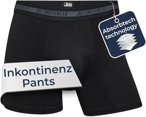 jbs Inkontinenz Pants Männer Waschbar – Absorbierende Boxershorts Herren – 30 ml Saugkraft – Inkontinenz Slip – Antibakterielle, auslaufsichere Unterwäsche – Atmungsaktiv & Nachhaltig