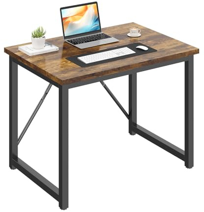 JUMMICO Computer Desk Table Workstation 80 x 50 x 75 cm for Office Living Room Bedroom Simple Assembly Industrial Design Black Desk Metal Frame,Rustic Brown