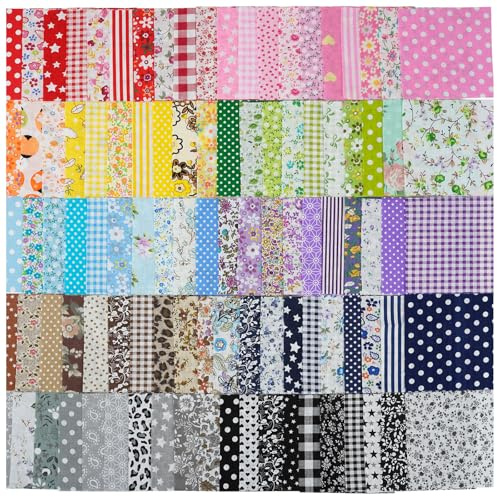 LetCart 100 pezzi 10 x 10 cm quadrati in tessuto di cotone pretagliato per cucito, trapuntatura artigianale