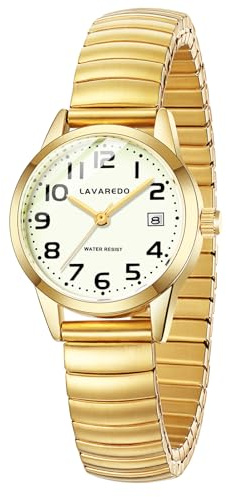 Timever Reloj de Cuarzo para Mujer, Acero, Números Luminosos y Fecha | Esfera con números grandes luminosos y fecha; diseño elegante y opción de regalo para esposa o novia.