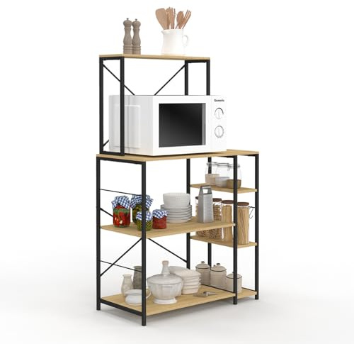 IDMarket - Etagère de cuisine DETROIT support micro-ondes multi-étagères