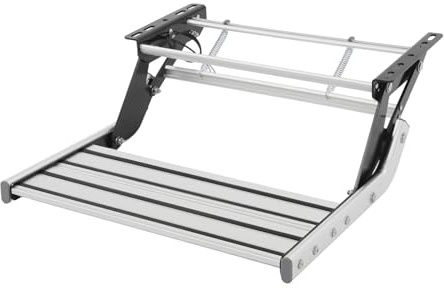 Shalmidor Wohnmobil Trittstufen Klappbar mit LED-Licht, 48x50x18cm, Manueller RV Schritt, Aluminiumlegierung Wohnwagen Klappbar Leiter, 200kg Lastkapazität, Wohnwagenleiter für Reiseanhänger/LKW