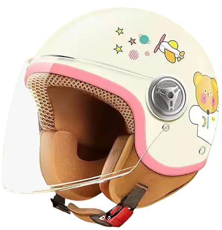 Barnmotorcykelhjälm, Öppen Hjälm Med Visir, Elscooterhjälm För Pojkar Och Flickor 3 Till 15 År, Multifunktionshjälm För Barn I Alla Väder 2,(48-54CM)
