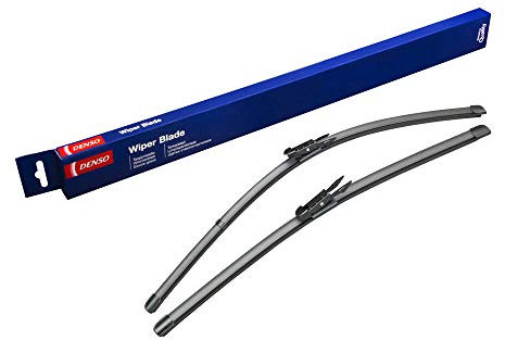 Kit de Escobillas Limpiaparabrisas Planas DENSO (DF-011), 2 Unidades 600/475mm - Vehículos con volante a izquierda – Silenciosas y Duraderas con Diseño Aerodinámico – Escobillas Limpiaparabrisas OEM