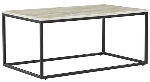 Beliani Trendy Couchtisch beige Marmor-Optik Schwarze Beine Delano