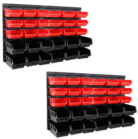 64tlg Stapelboxen Wandregal Set Werkstatt Lager Schraubenbox Werkstattregal Lagerregal Box Sortimentskasten Regal Regalsystem Steckregal