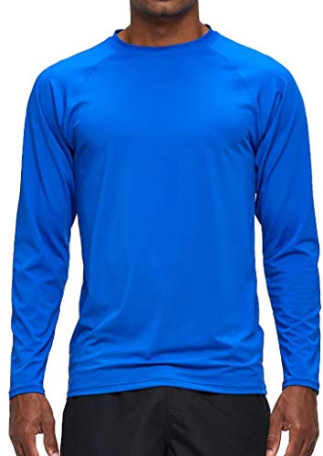 Arcweg Rashguard Homme Manches Longues M-3XL T-Shirt Anti-UV UPF 50+ Sechage Rapide Léger pour Surf Natation Plongée Plage Bleu M[EU] Tour de Poitrine: 86-91cm