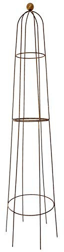 RUDDINGS WOOD Extra Large 210cm high Natural Rust Ball Obelisk - Garden Flower Support - Climbing Plant Steel Frame