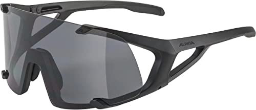ALPINA HAWKEYE - Wasserabweisende und Beschlagfreie Sport- & Fahrradbrille Mit 100% UV-Schutz Für Erwachsene, all black matt, One Size