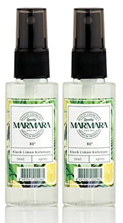 MARMARA Kolonya Spray Limon | Türkisches Duftwasser | Aftershave | türkisches Hand Wasser | Rasierwasser | Kölnisch Wasser Damen & Herren | Zitronenwasser türkisch | Eau de Cologne Lemon | (2x50ml)