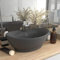 Tidyard Luxus Waschbecken Waschtisch Aufsatzwaschbecken Waschplatz Handwaschbecken Aufsatzwaschtisch mit Überlaufschutz Matt Dunkelgrau 58,5x39cm Keramik