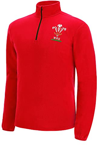 Macron Unisex WRU Merch Ca Groc Rugby-Trikot, Polyester-Baumwolle, Rot/Weiß T-Shirt, 5XL