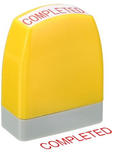 PATIKIL Completed Notice Stamp Self Inking, Red Ink Office Stamps Pre Inked Message Stamp Refillable Business Stamp, Yellow