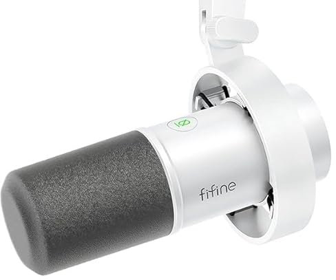 FIFINE XLR Studio Mikrofon Dynamisches, USB Microphone PC für Streaming Podcast Gaming, für PS4/5 Mac Mixer Soundkarten - Weiß