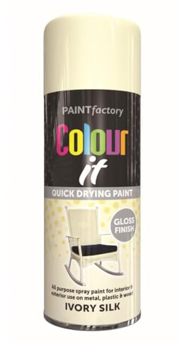 RAPIDE PF Colour It Spray Gloss Ivory Silk 400ML - Quick-Drying High-Performance Spray Paint | Interior & Exterior Use | Ideal for Metal, Plastic, and Wood Surfaces