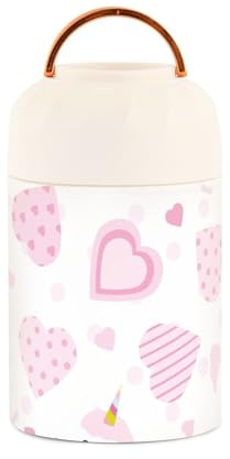 unicorns Cute Peach Stainless Steel Vacuum Insulated food container with spoon for kids oatmeal 17 oz