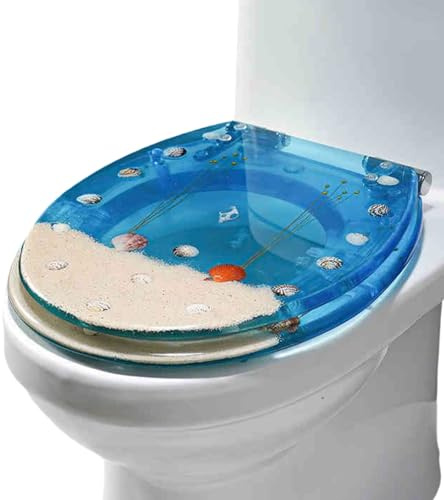 Eleeonora Resin Toilet Seat,Glitters Toilet Seat,Novelty Toilet Seat,Anti Slip Resin Toilet Seat,Transparent Resin,Easy To Install,Easy To Clean,Suitable For Hotel Toilet Decoration