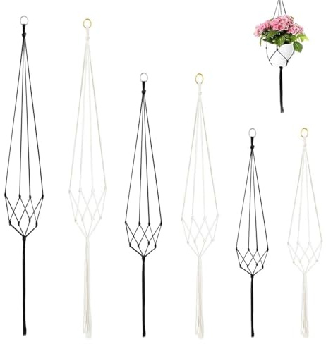 6 Pezzi Vasi Sospesi per Piante, Fioriera in Tessuto da Appendere,Porta Piante da Appendere,Portavaso Sospeso per Balcone Decorazioni da Giardino, Corda di Cotone,per Gli Appassionati di Giardino