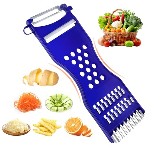 7-in-1 Multifunktions Sparschäler, Schäler Edelstahlklinge, Sparschäler mit Ergonomischem Griff, Spargelschäler, Kartoffeln Reiben Schneiden, Früchte Gemüse
