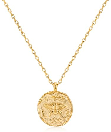 HESSAWELL Bee Coin Necklace for Women Vintage Gold Medallion Jewelry
