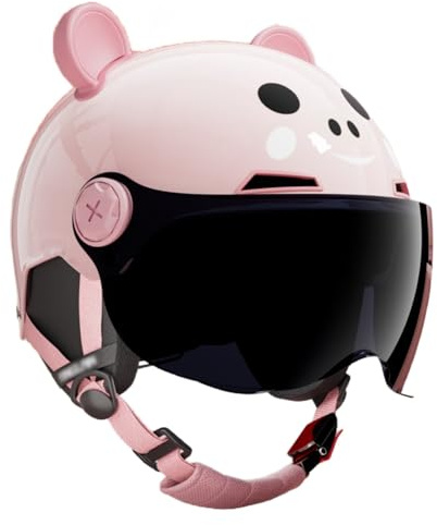 Bonito Casco De Ciclomotor, Homologado Según La Norma ECE 22.06, Casco Abierto para Motocicleta Infantil con Visera Solar para Niños Y Niñas De 3 A 12 Años A,50-60cm