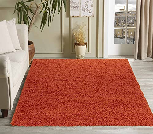 Serdim Rugs Living Room Shaggy Area Rugs, Polypropylene, Orange, 200x290cm(6'7x9'6)