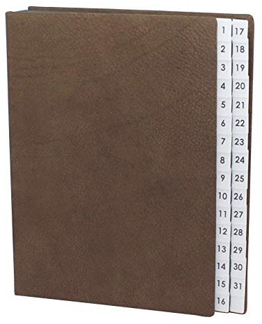 Pultordner mit Register 1-31 aus Wasserbüffel Leder in Braun