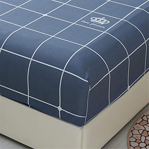 Treer Weiche Atmungsaktivem Bedruckte Spannbettlaken Hochwertiges Mikrofaser Spannbetttuch Bis 20 cm Hohe Matratzen,Tiefe Tasche,Verfügbar in verschiedenen Größen (Blaue Krone,150x200cm)