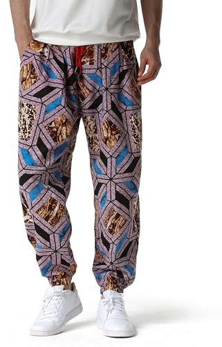 MakingDa Pantaloni Sportivi Uomo Cotone con Coulisse Elastica Lunghi Jogging Stampa Leggeri Larghi Harem Pantaloni Bloomers Dance Beach Yoga Casual 2 S