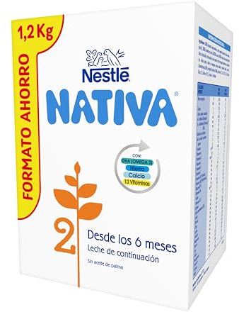 Nestlé NATIVA 2 Leche de Continuación en polvo para bebés a partir de los 6 meses, estuche de 1200g