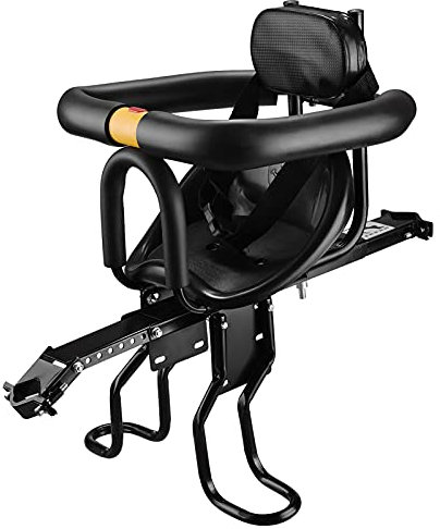 Lixada Sicherheits-Fahrradsitz für Kinder, Fahrradsitz vorne für Babys, Sattel für Kinder, mit Pedalen, Halterung für Rückenlehne für Mountainbike, Rennrad (schwarz (mit weicher Rückenlehne))
